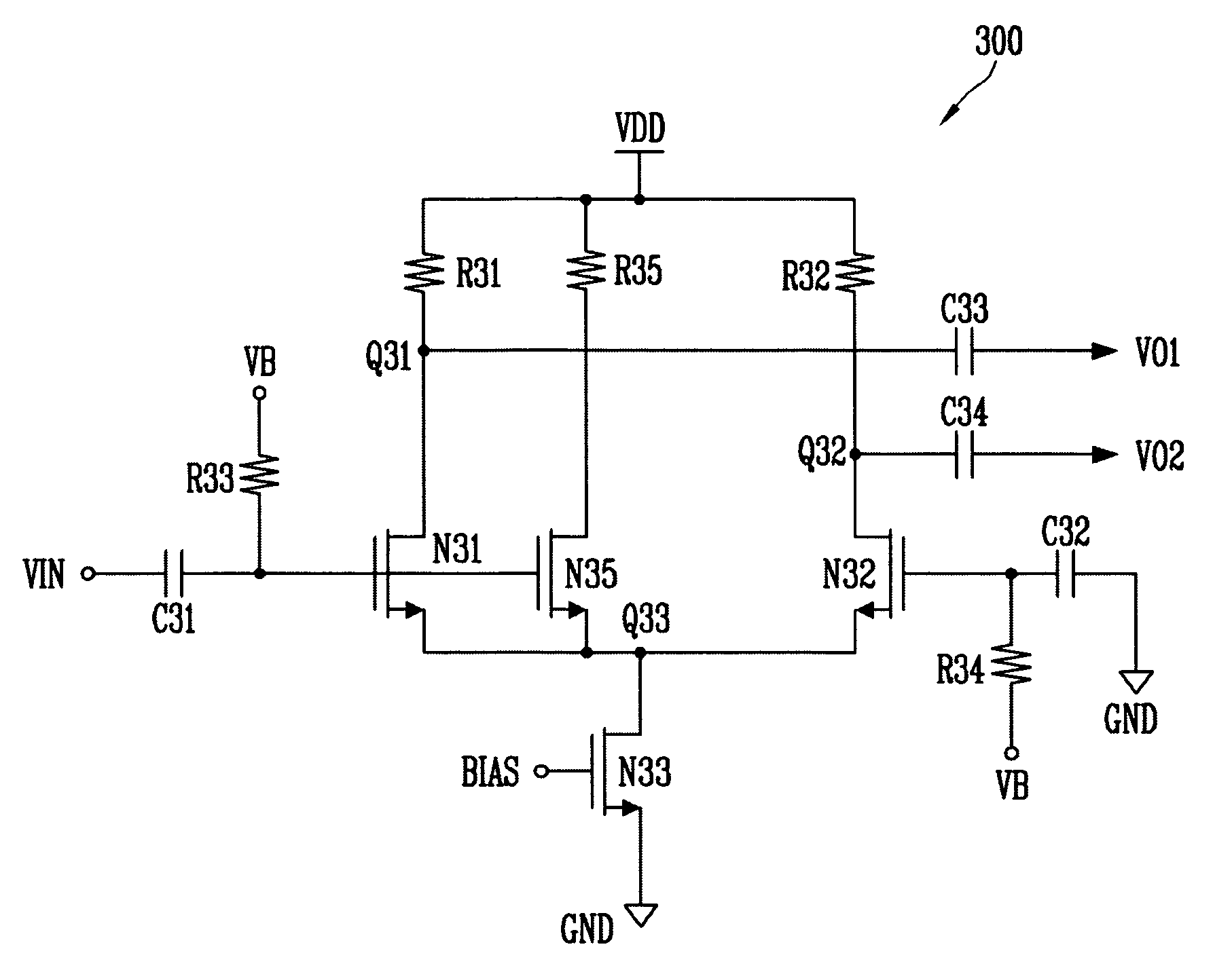 Wideband active balun circuit based on differential amplifier