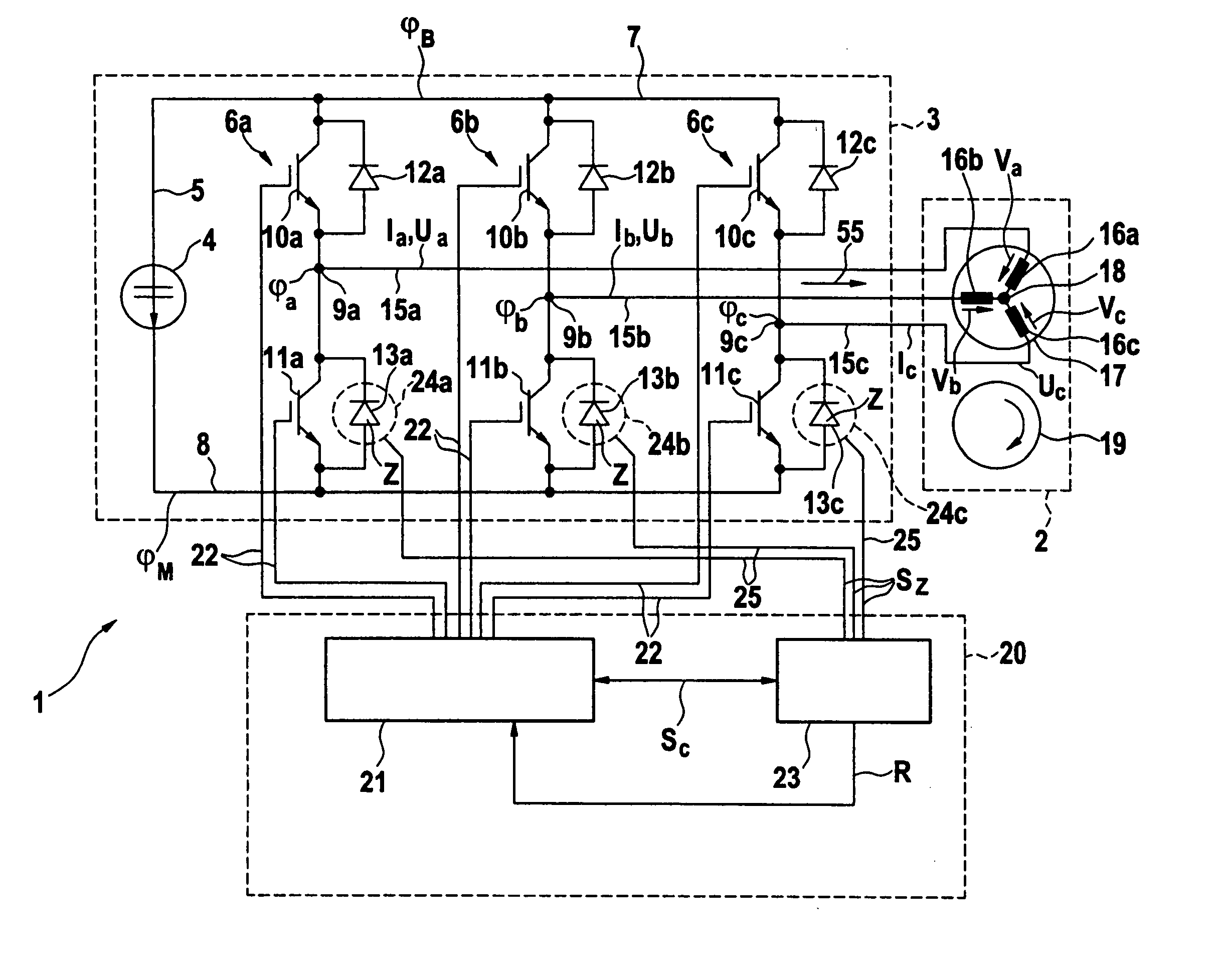 Method and device for controlling a multiphase electronically commutated motor