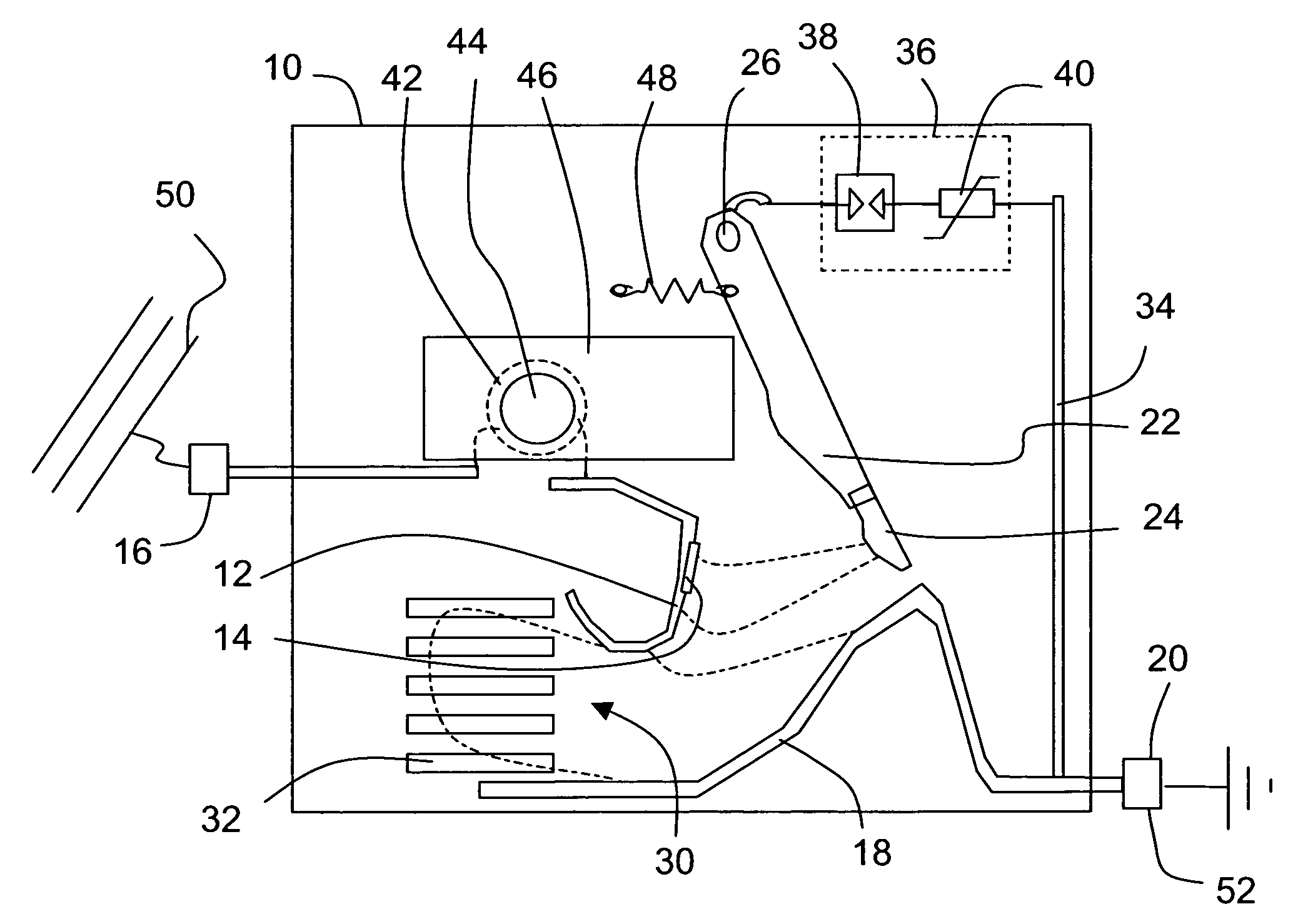 Device for protection against voltage surges with mobile electrode