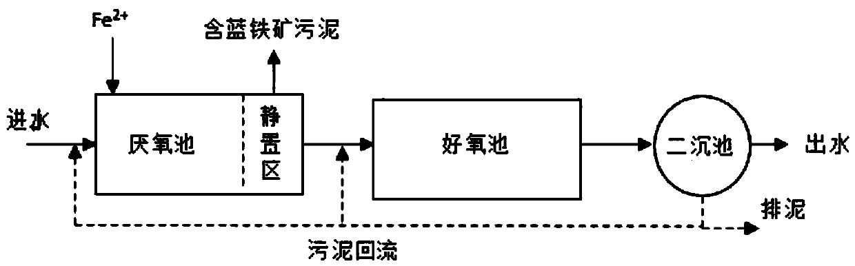 Vivianite crystal front dephosphorization method based on AAO/AO process