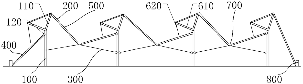 Multi-span cable membrane greenhouse