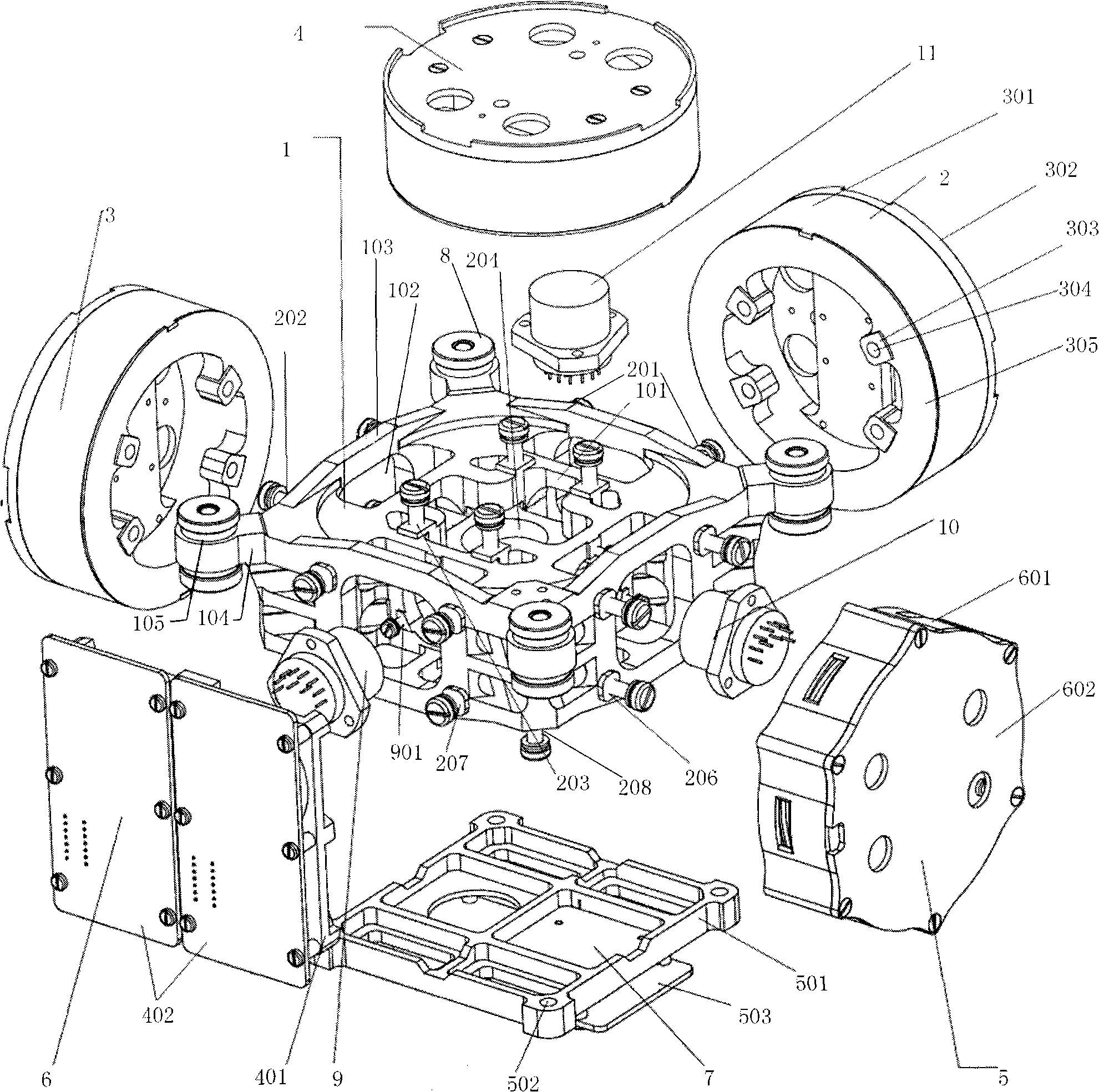 Three axis optical fibre gyroscope inertia measurement unit integral structure