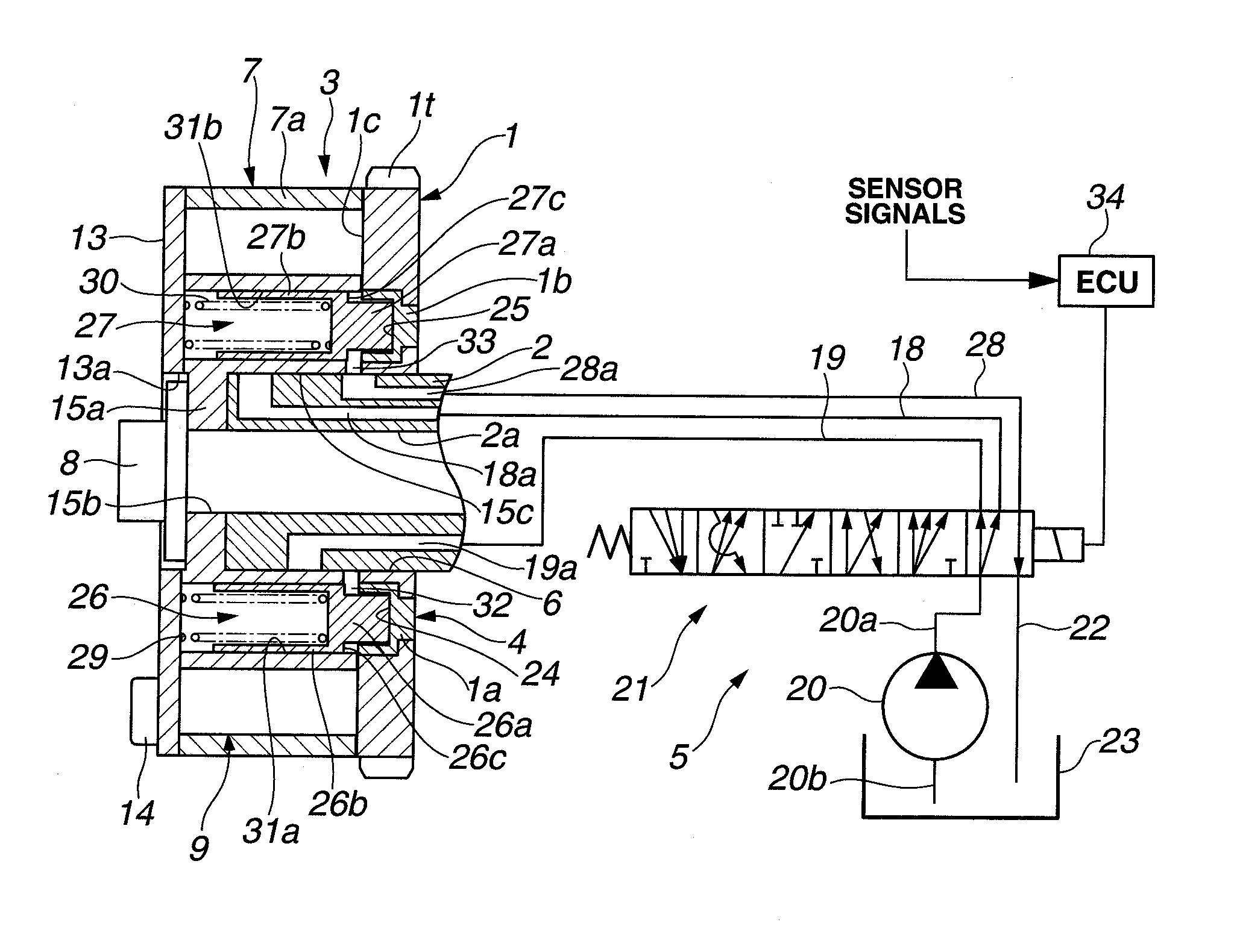 Hydraulic control unit for use in valve timing control apparatus and controller for hydraulic control unit