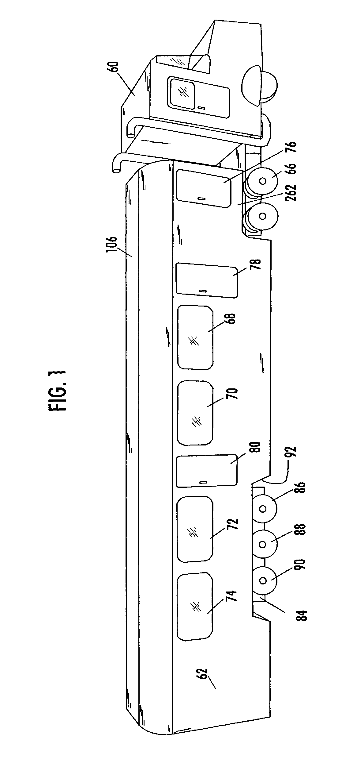 Modular passenger semi-trailer with pneumatic unipoint suspension