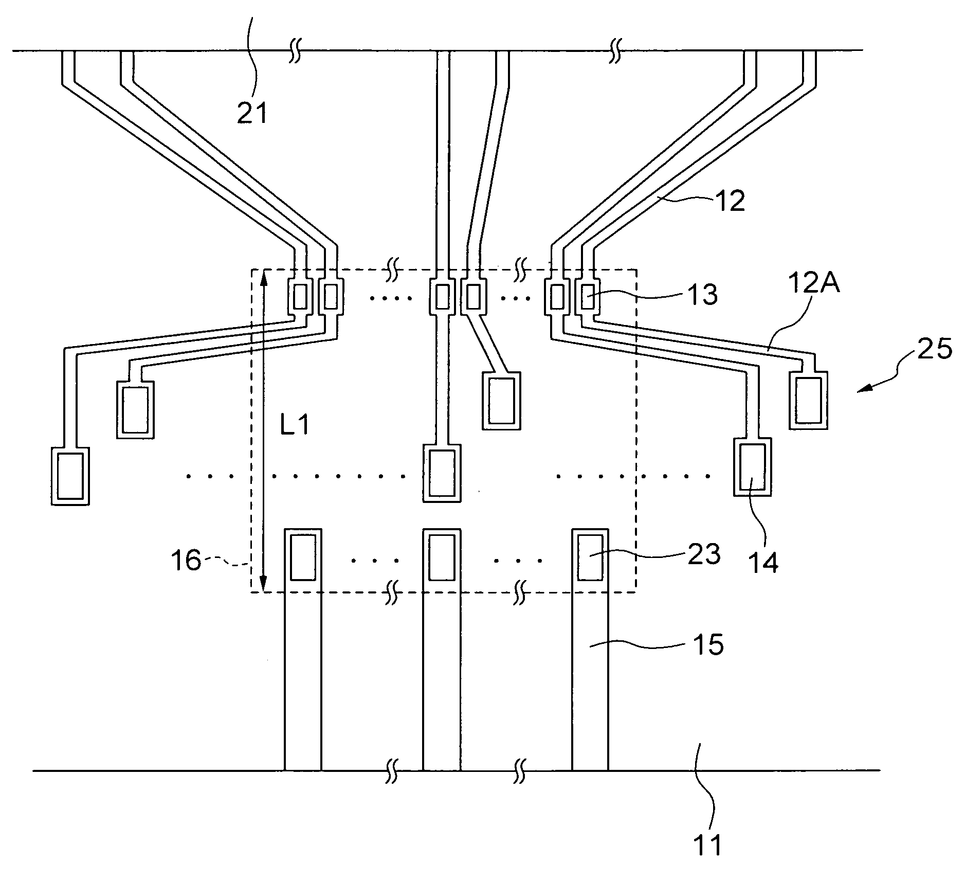 LCD device having test contact pads