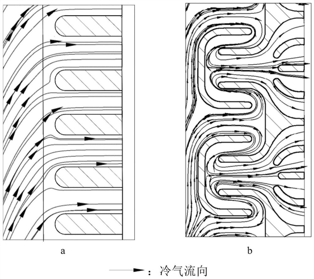 Turbine blade separation transverse rotation re-intersection type cooling structure