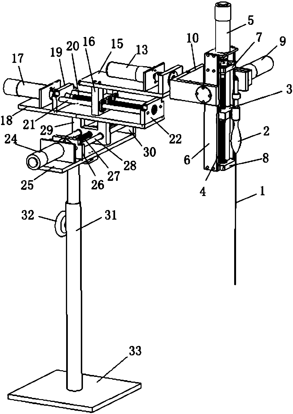 Auxiliary robot for tumor puncture of four degrees of freedom