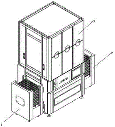 Tray automatic discharging device of semi-automatic tablet arrangement machine