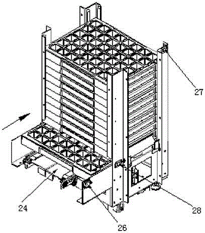 Tray automatic discharging device of semi-automatic tablet arrangement machine