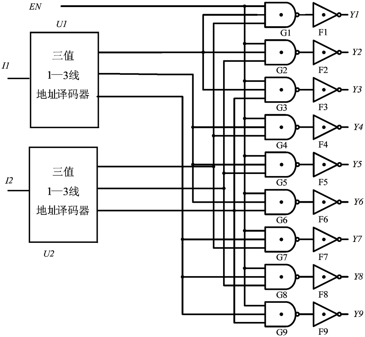 A three-valued 4-81 line address decoder realized by cnfet