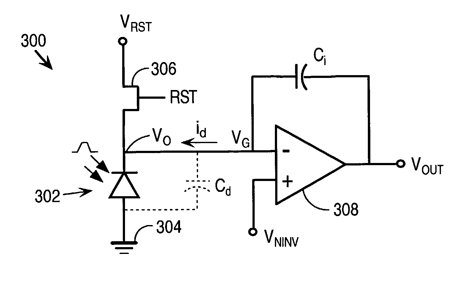 Electromagnetic wave detection arrangement with capacitive feedback