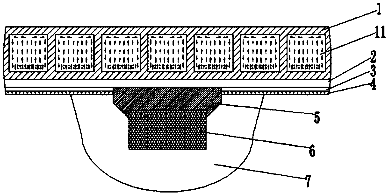 LED (Light Emitting Diode) horizontal fluid dissipating COB (Chip-On-Board) light source and packaging process thereof