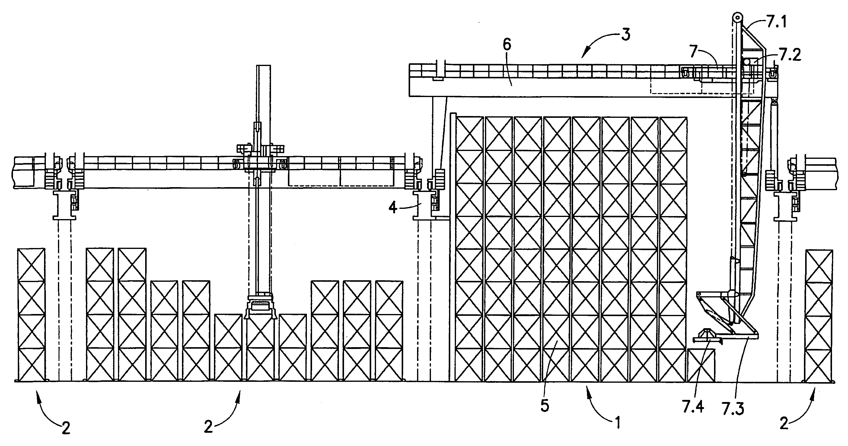 Empty container storage for the intermediate storage of empty ISO containers