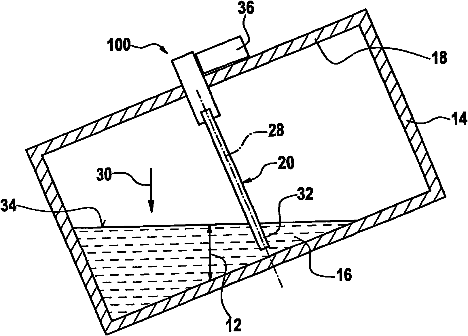 Device for measuring the fill level in a liquid container