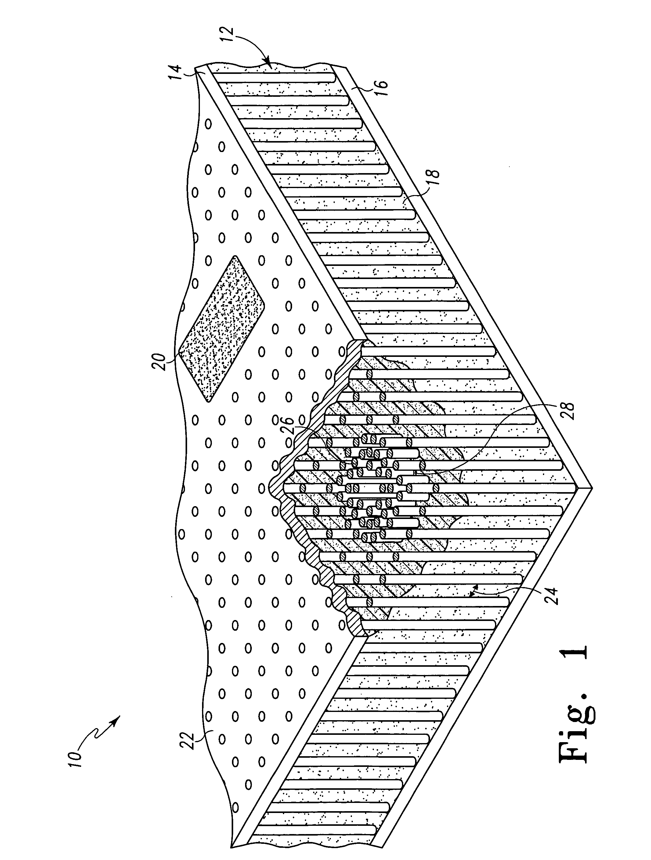 Composite structure with non-uniform density and associated method