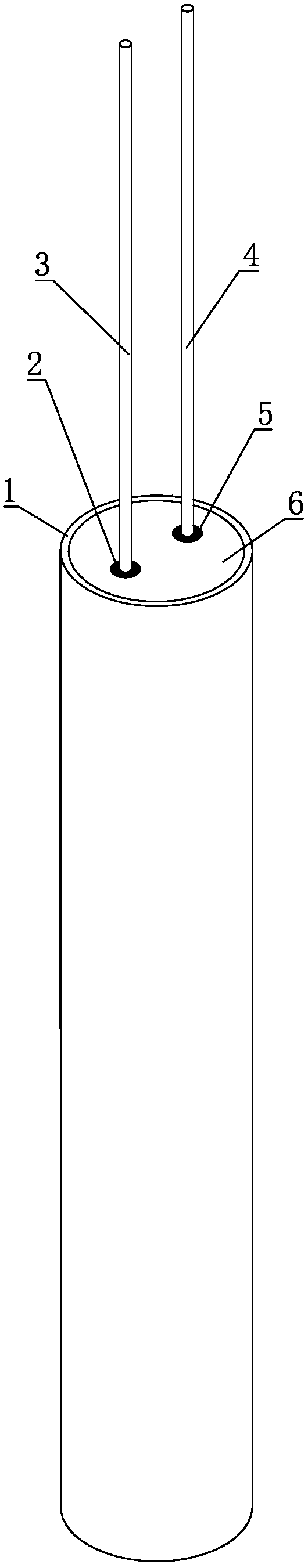 Ceramic heating rod with ceramic core and electrode leads and production method of ceramic heating rod