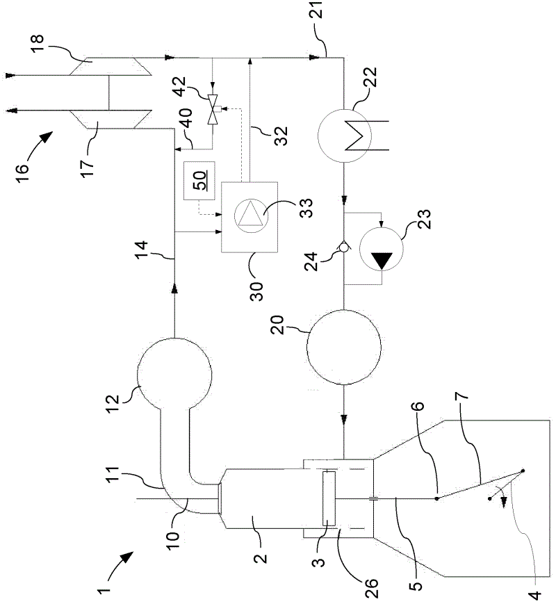 Large turbocharged two-stroke diesel engine with exhaust gas recirculation