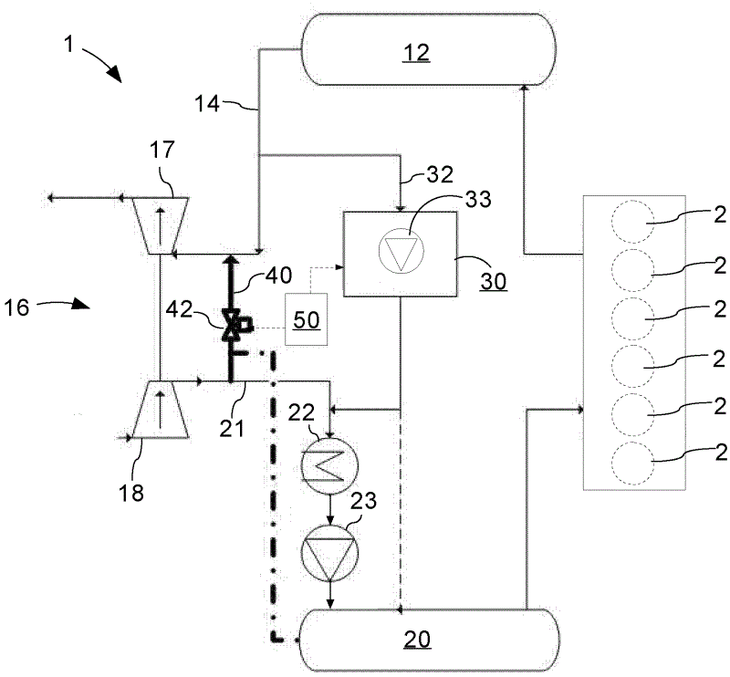 Large turbocharged two-stroke diesel engine with exhaust gas recirculation