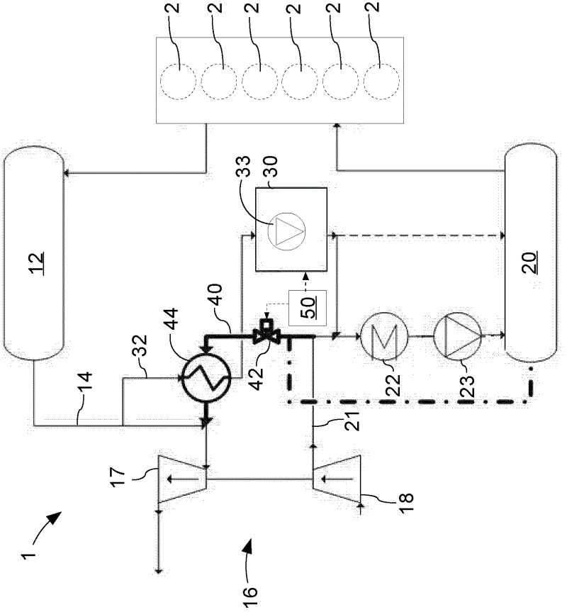 Large turbocharged two-stroke diesel engine with exhaust gas recirculation