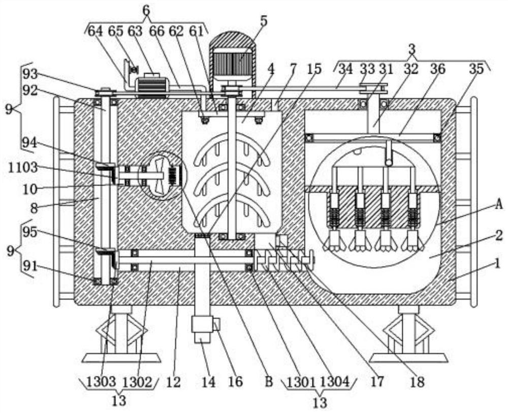 Mashing device and method for amethyst processing based on cleaning, drying and combined conveying