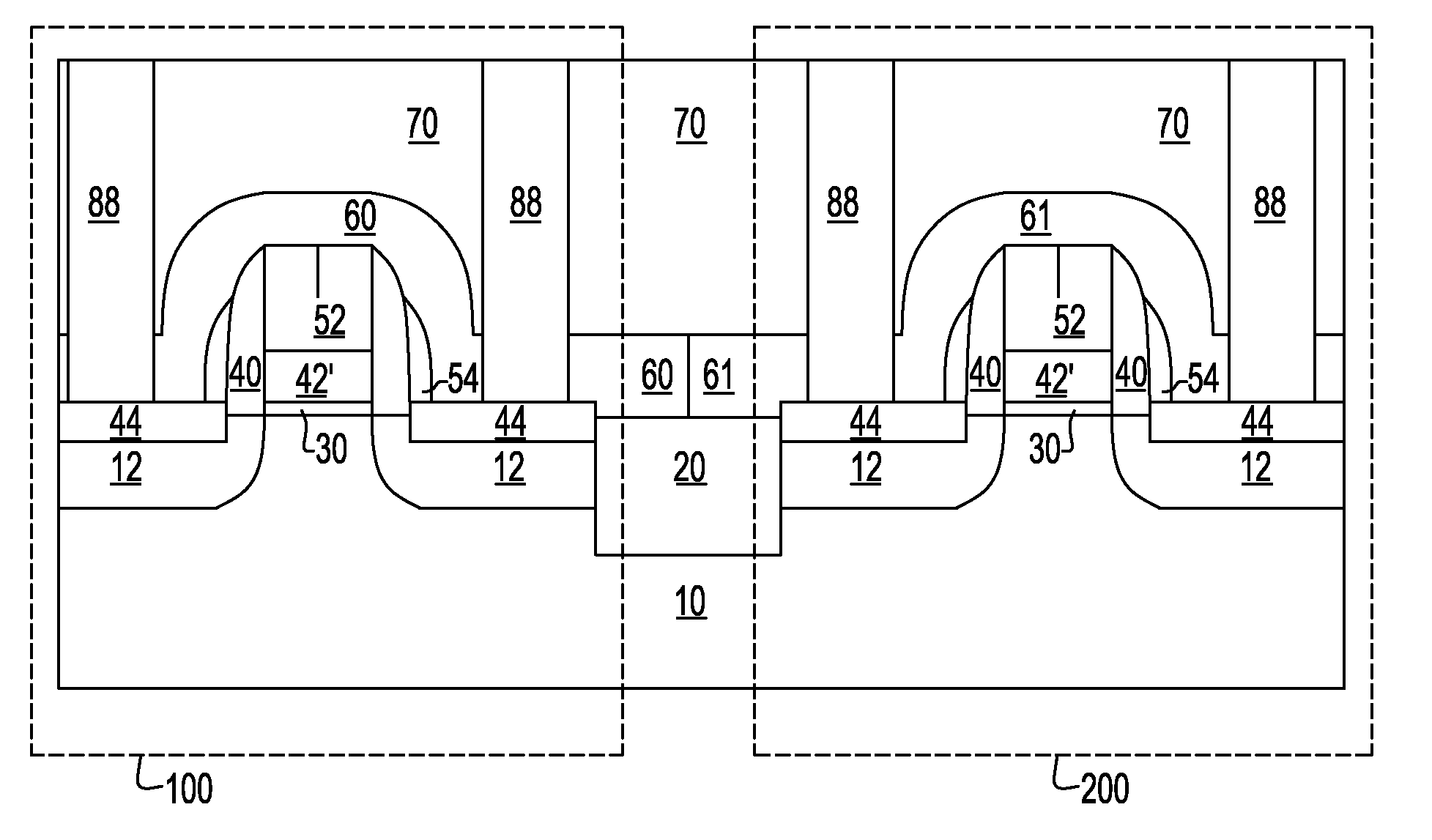 Semiconductor structure for low parasitic gate capacitance