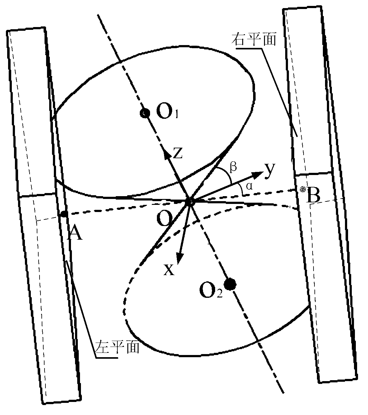 Non-contact inner parallel plane distance measuring method for large-sized workpiece