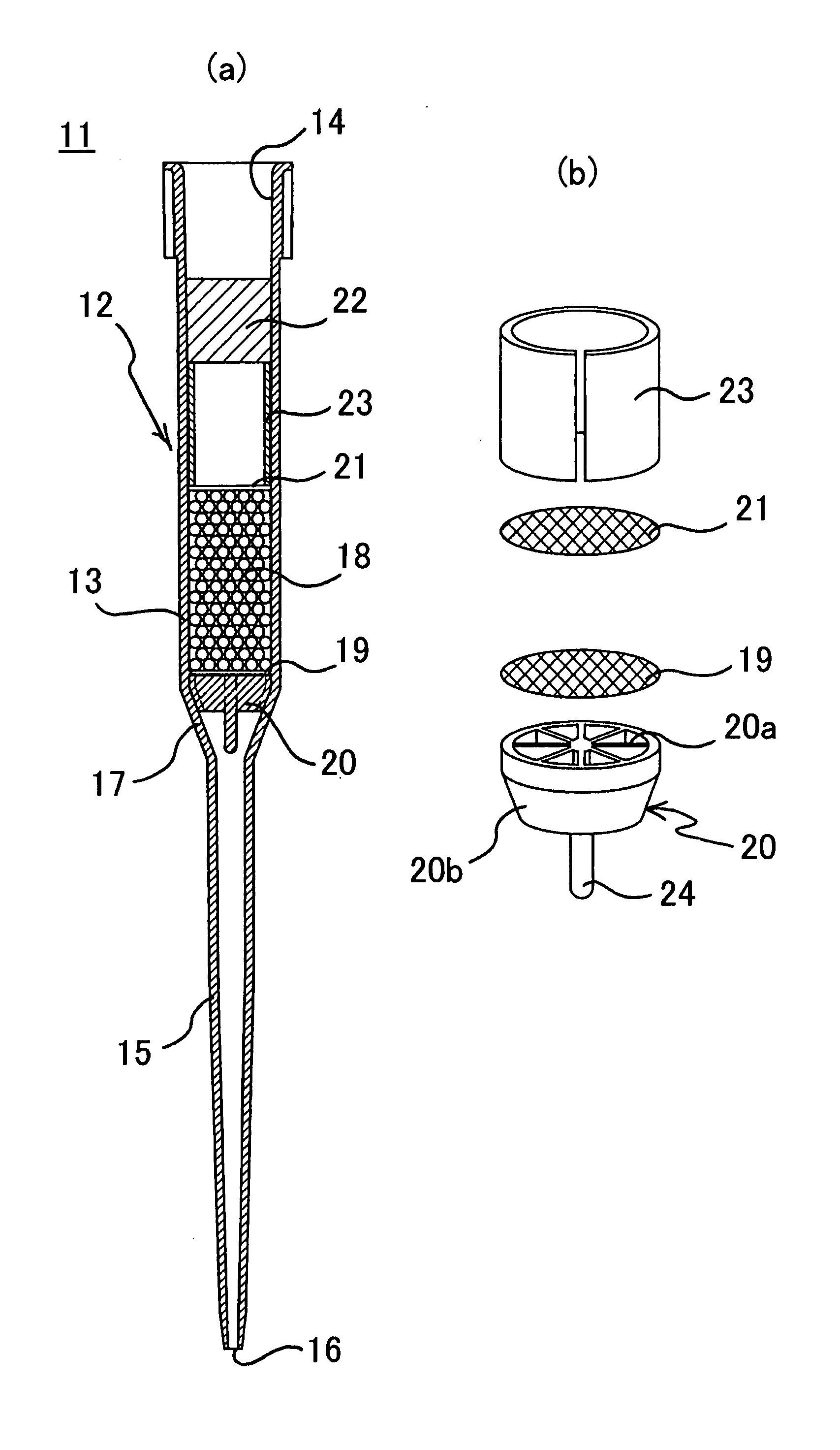 Carrier enclosing tip, carrier treating apparatus and method of carrier treatment