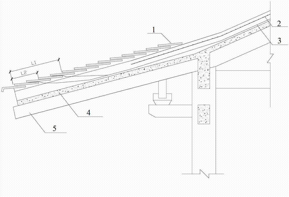 Method of crack resistance and seepage prevention for concrete roof eave edging in archaized architectures