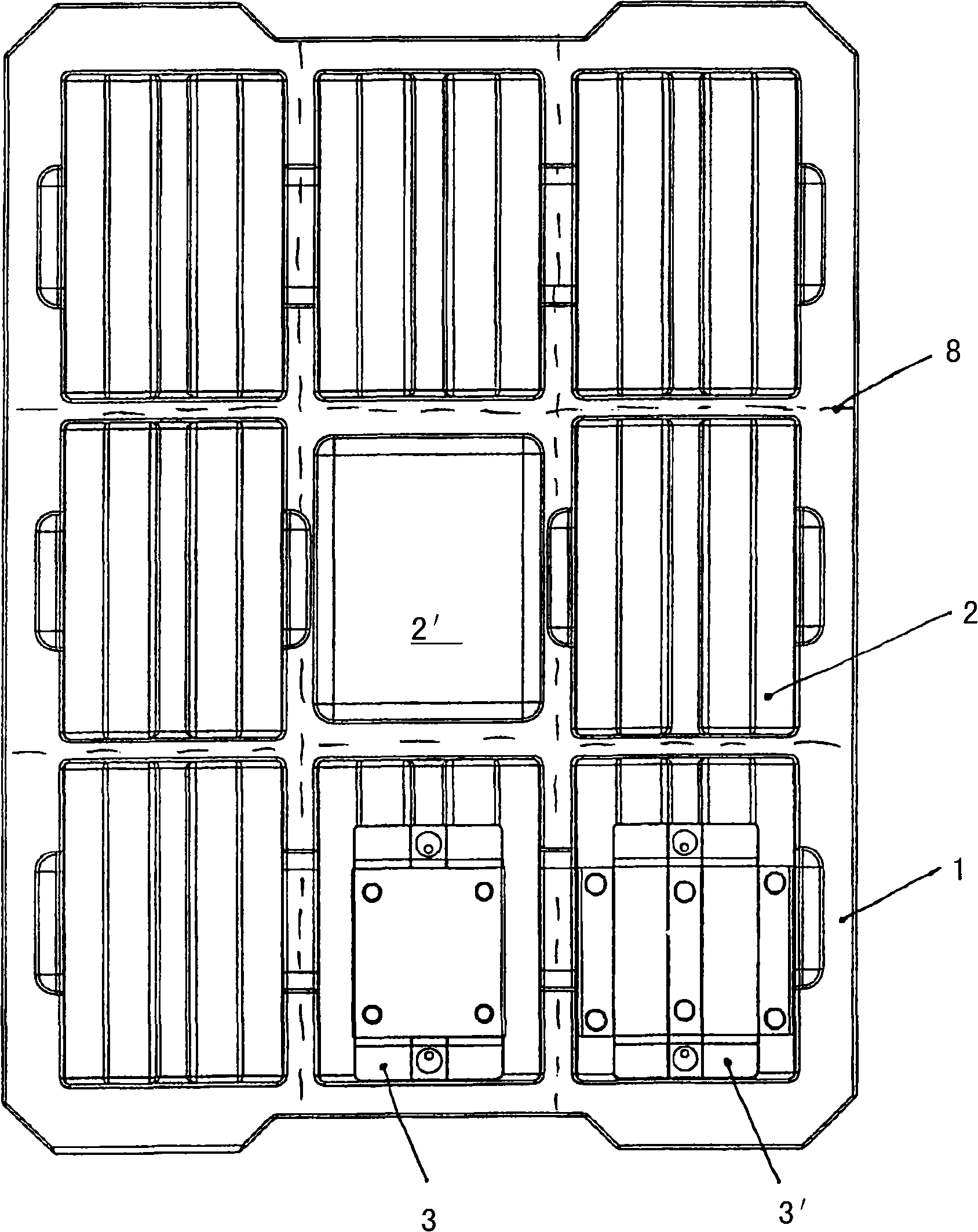 Pallet-like goods packaging assembly