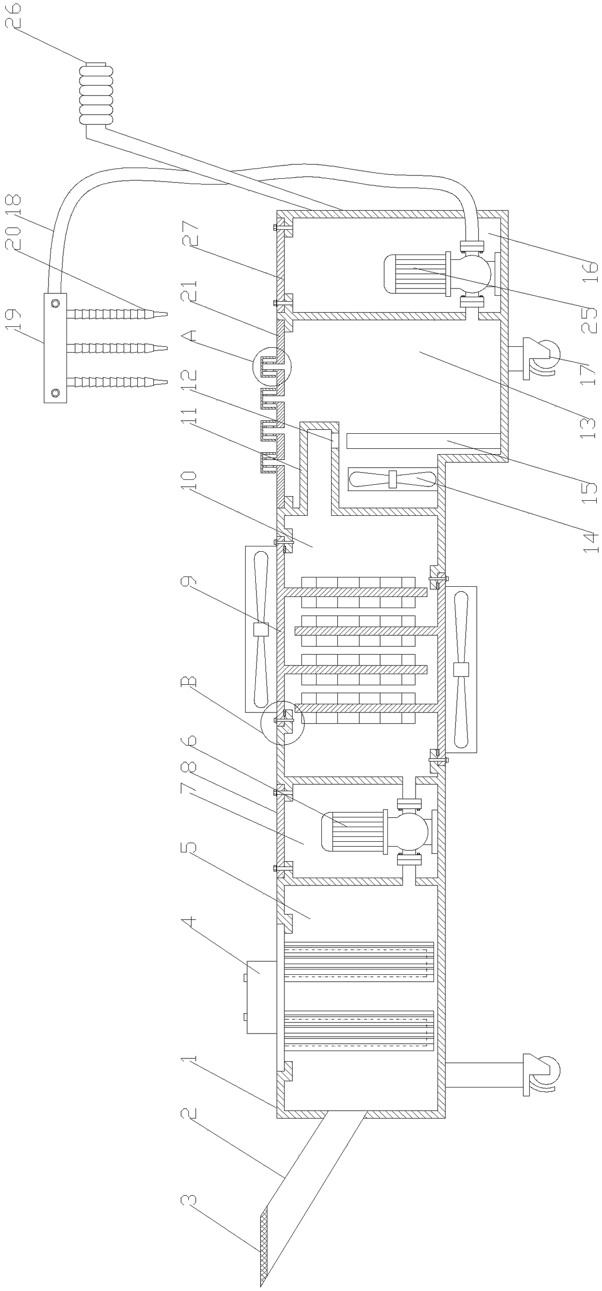 Processing cooling device of numerical control center