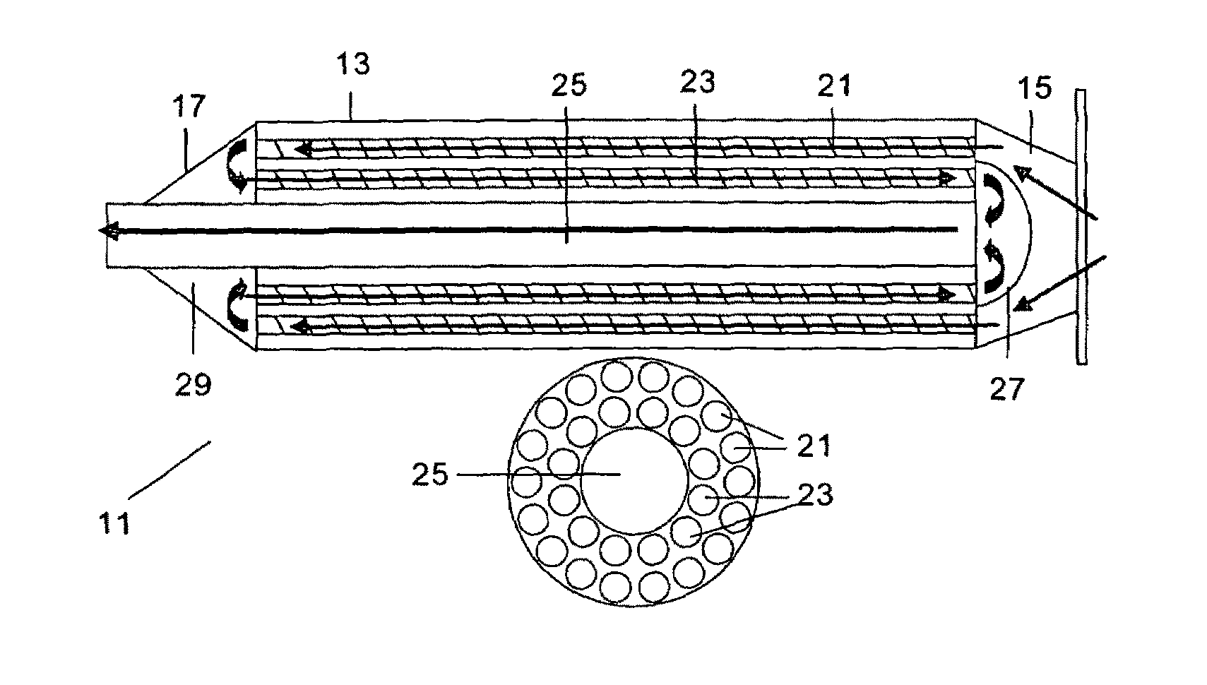 Three-pass heat exchanger for an EGR system