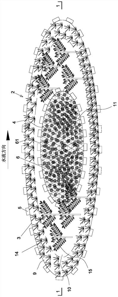 Artificial island for riverway water quality purification and ecological restoration