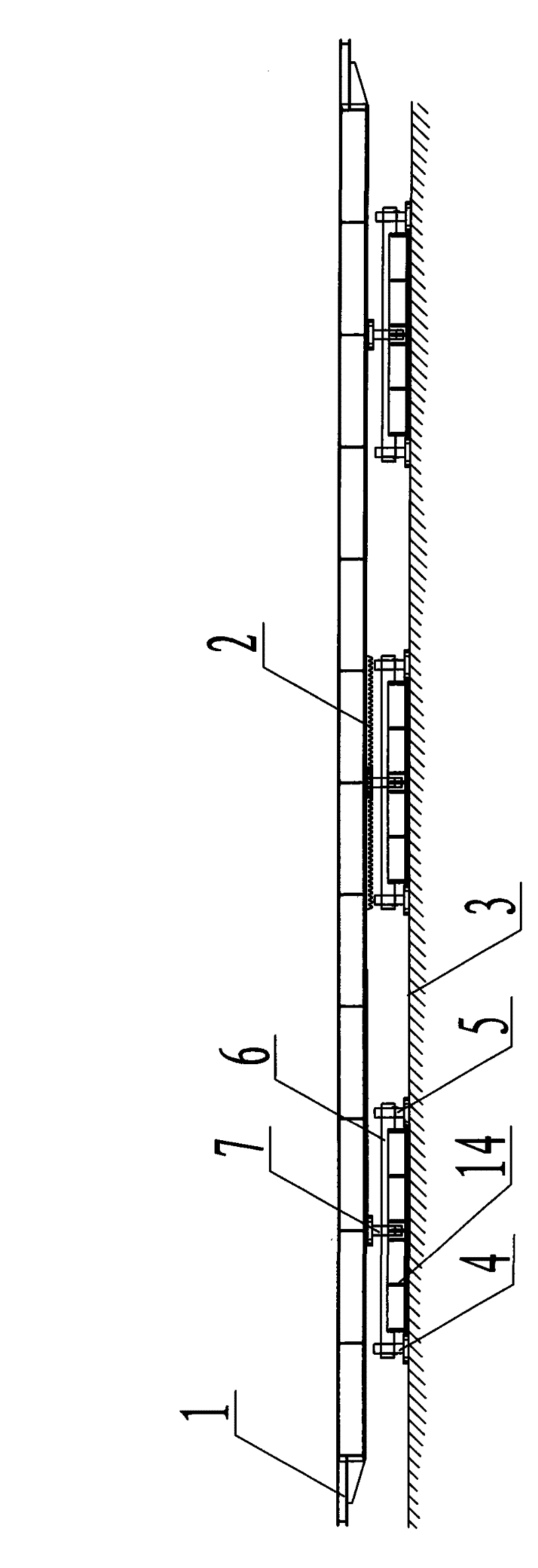 Quenched coke receiving slot translating and laterally turning-over device