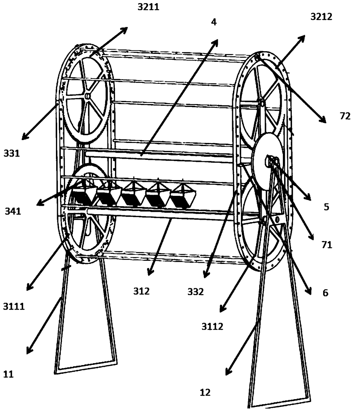 Novel dual-wheel linkage goods output device and vending machine