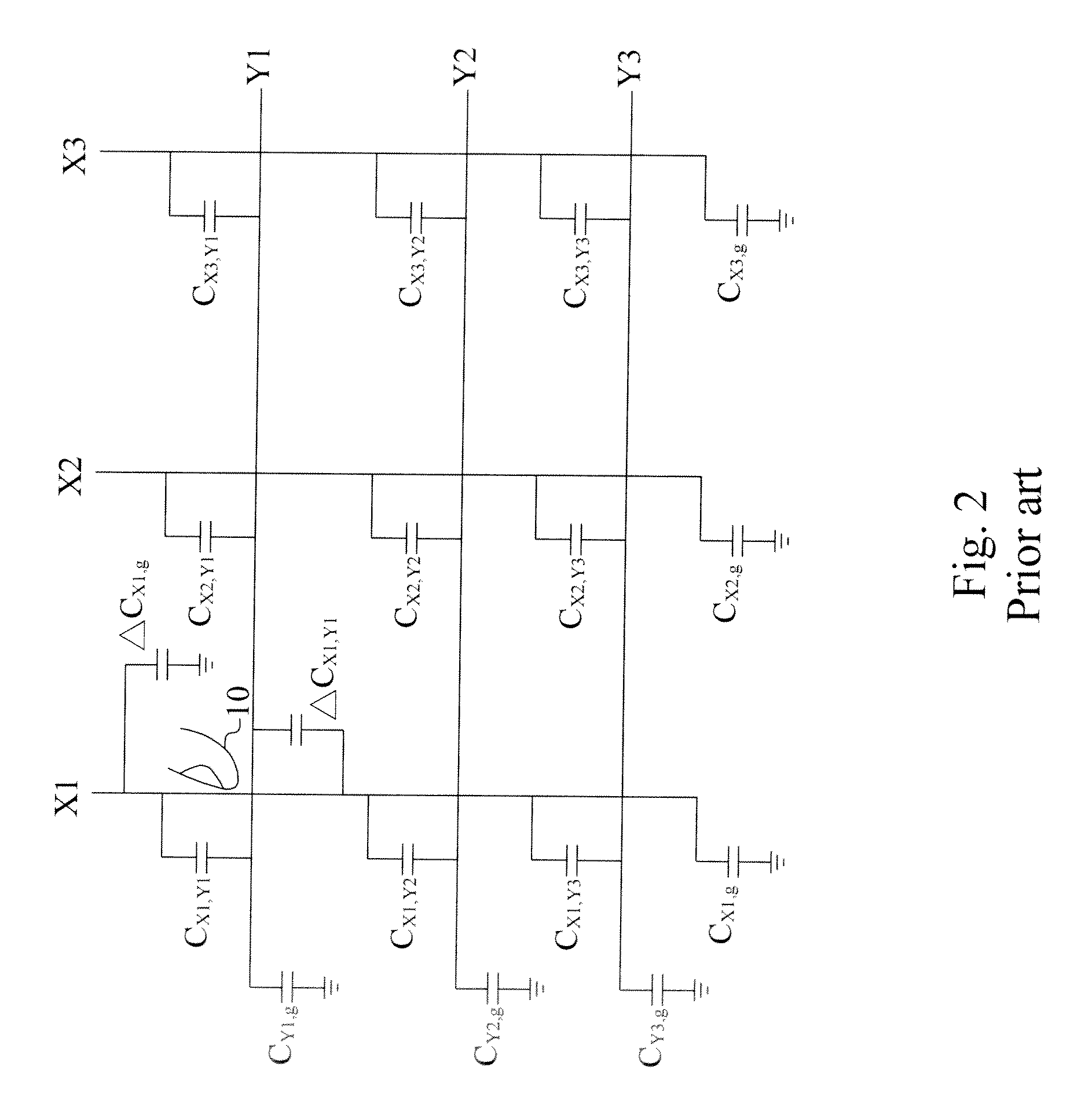 Object positioning for an x-y projected capacitive touch panel