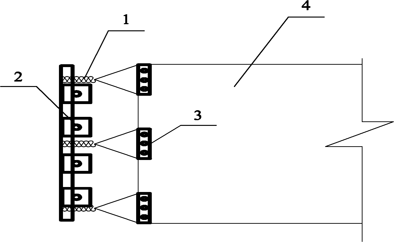 Two-fabric one-membrane sliding layer paving method and tensioning device thereof