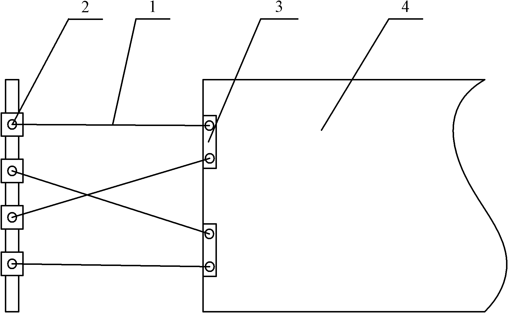 Two-fabric one-membrane sliding layer paving method and tensioning device thereof