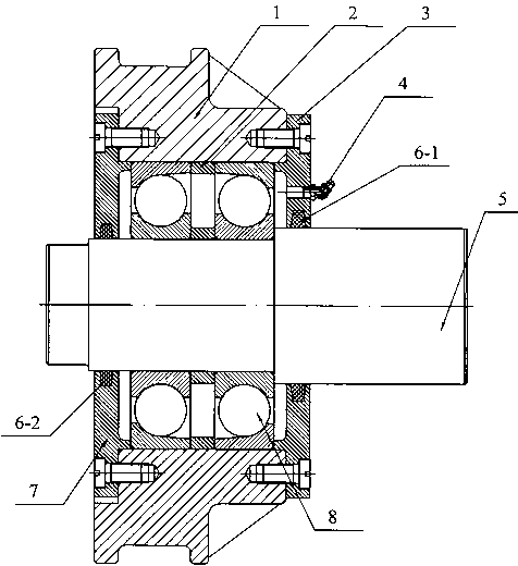 Riding wheel device for belt conveyor