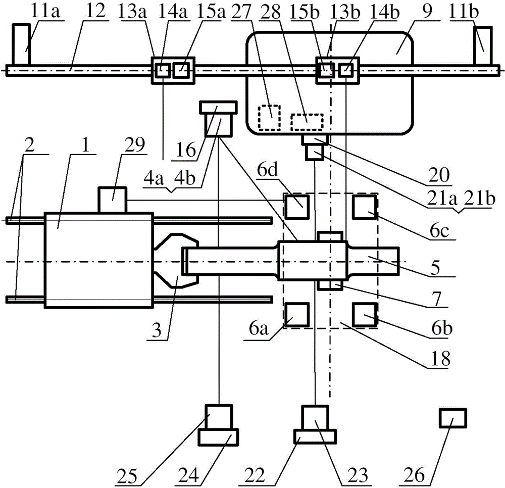 On-line measuring device and method for large free forging size