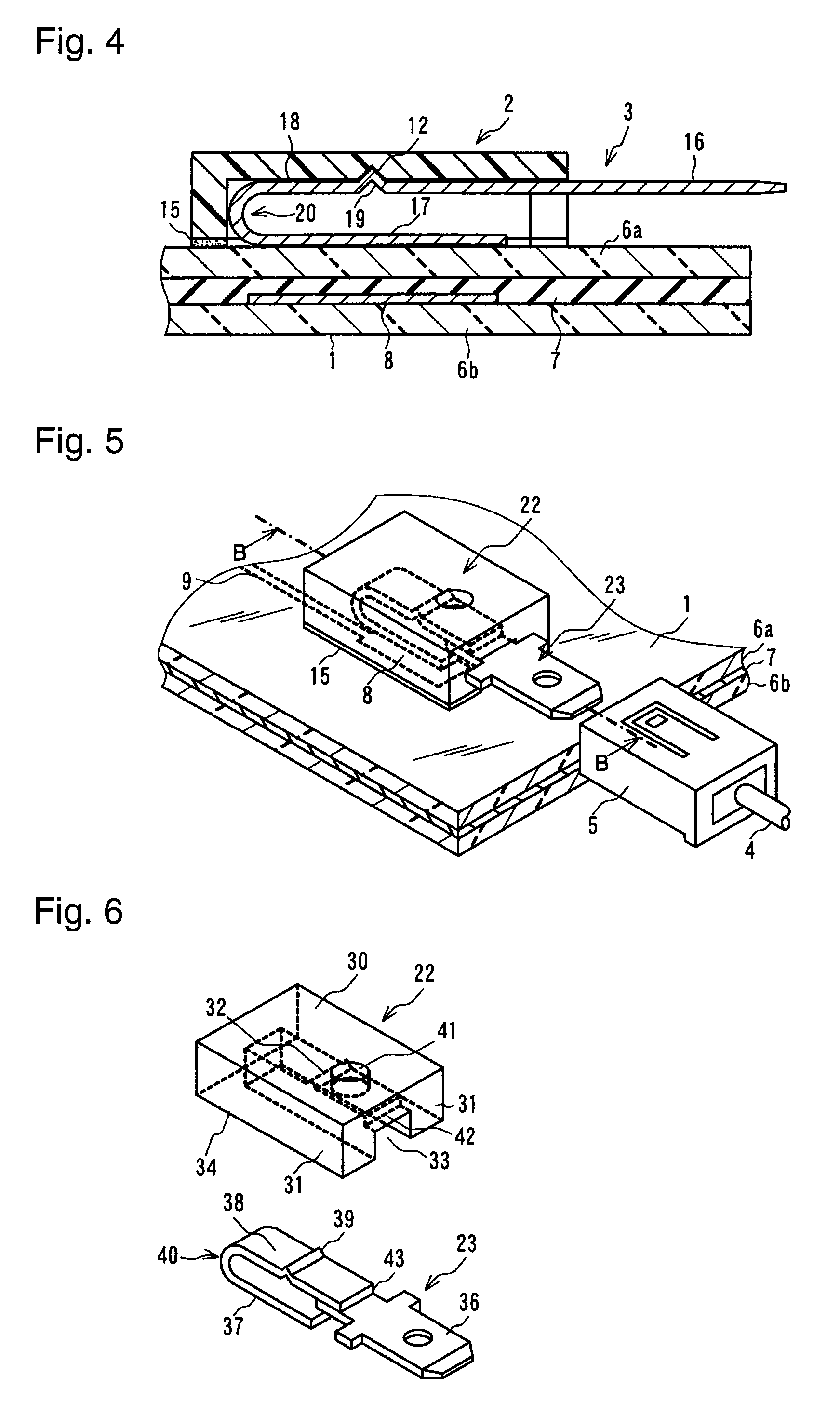 Wire connection structure for laminated glass and laminated glass including such a wire connection structure