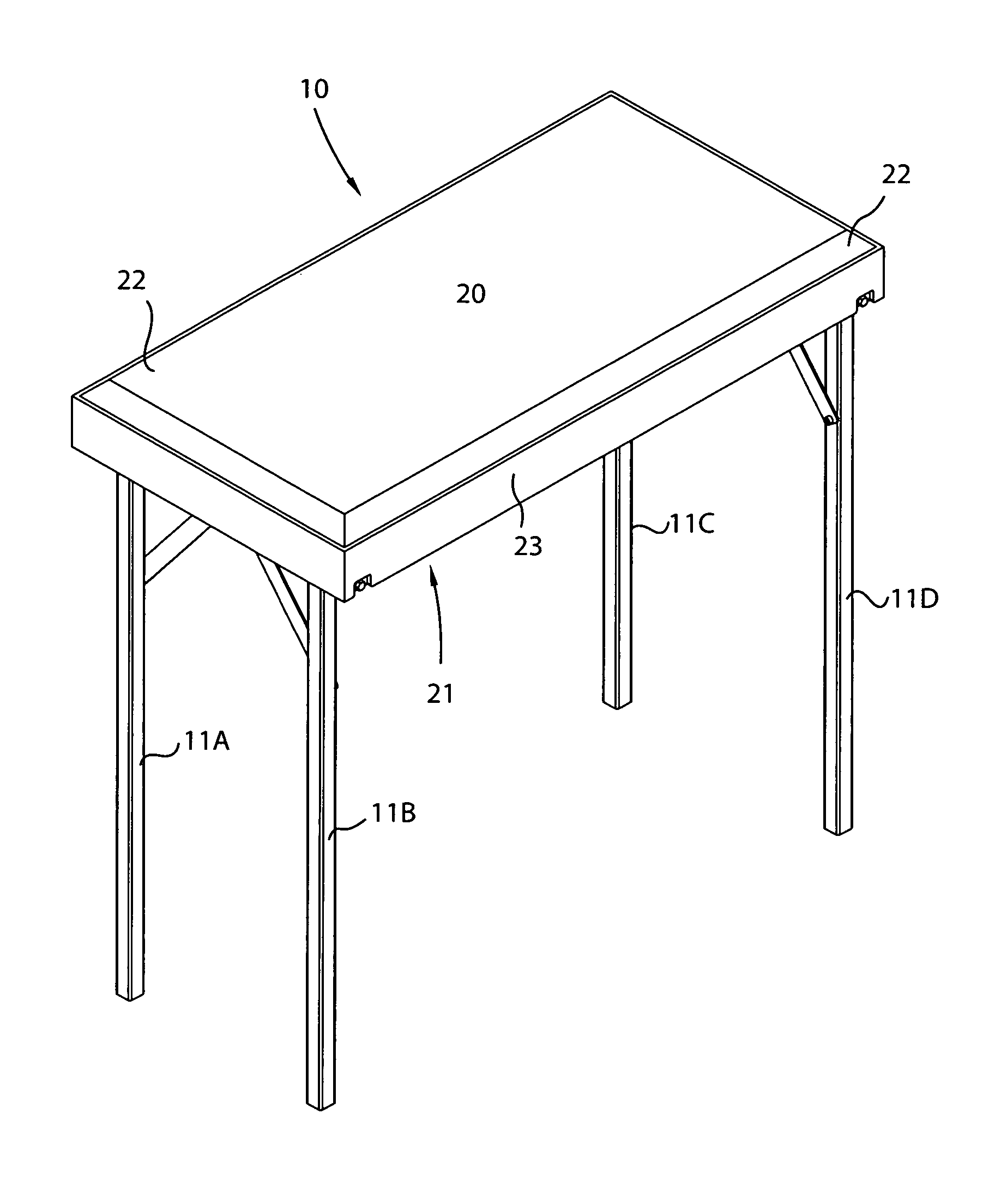 Portable cutting table and associated method