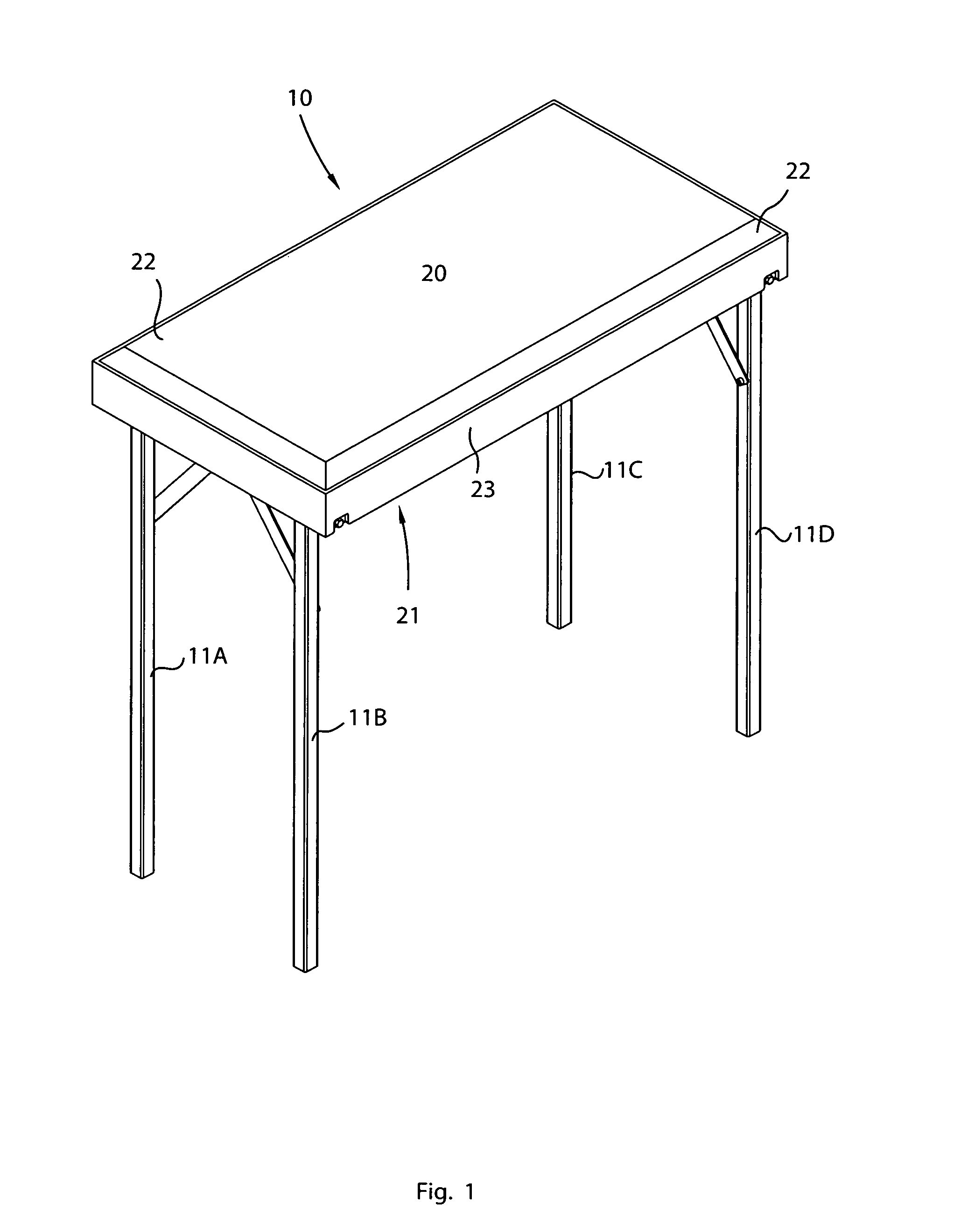 Portable cutting table and associated method