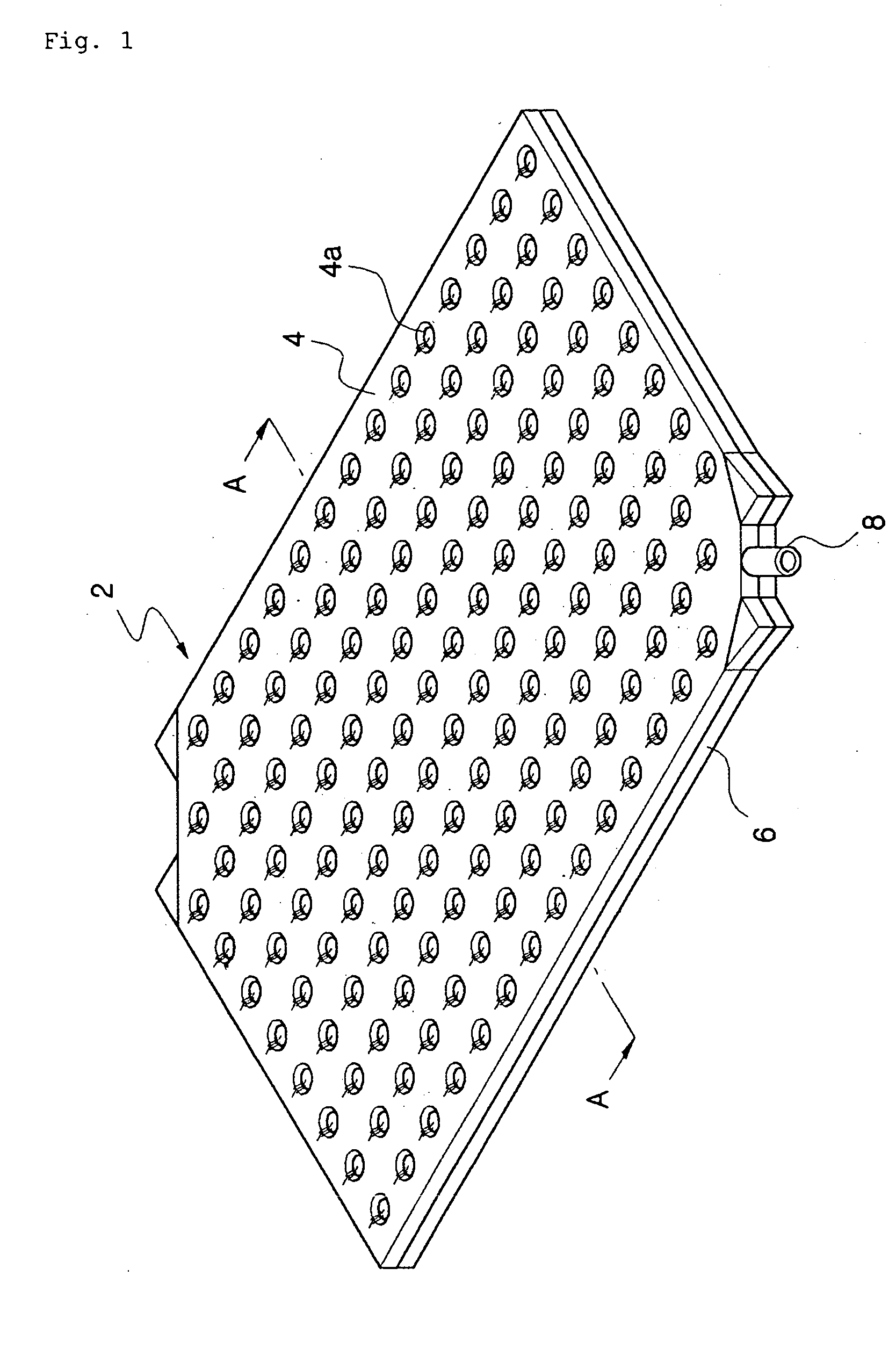 Plate-shaped heating panel in which connecting members are fastened by bolts and nuts