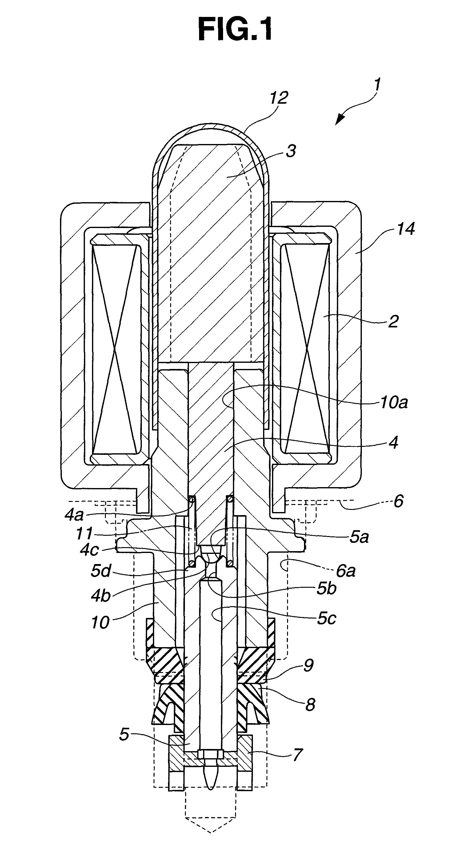 Normally-open solenoid valve including plunger formed with pressure receiving portion