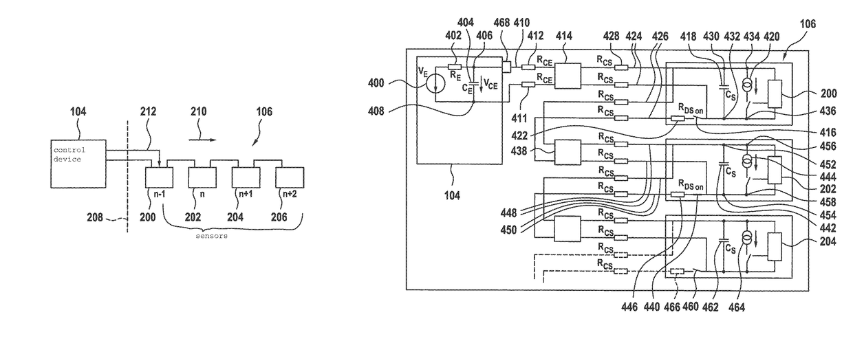 Method and control device for commissioning a sensor series circuit configured in a daisy chain topology, sensor series circuit in a daisy chain topology, and restraint means