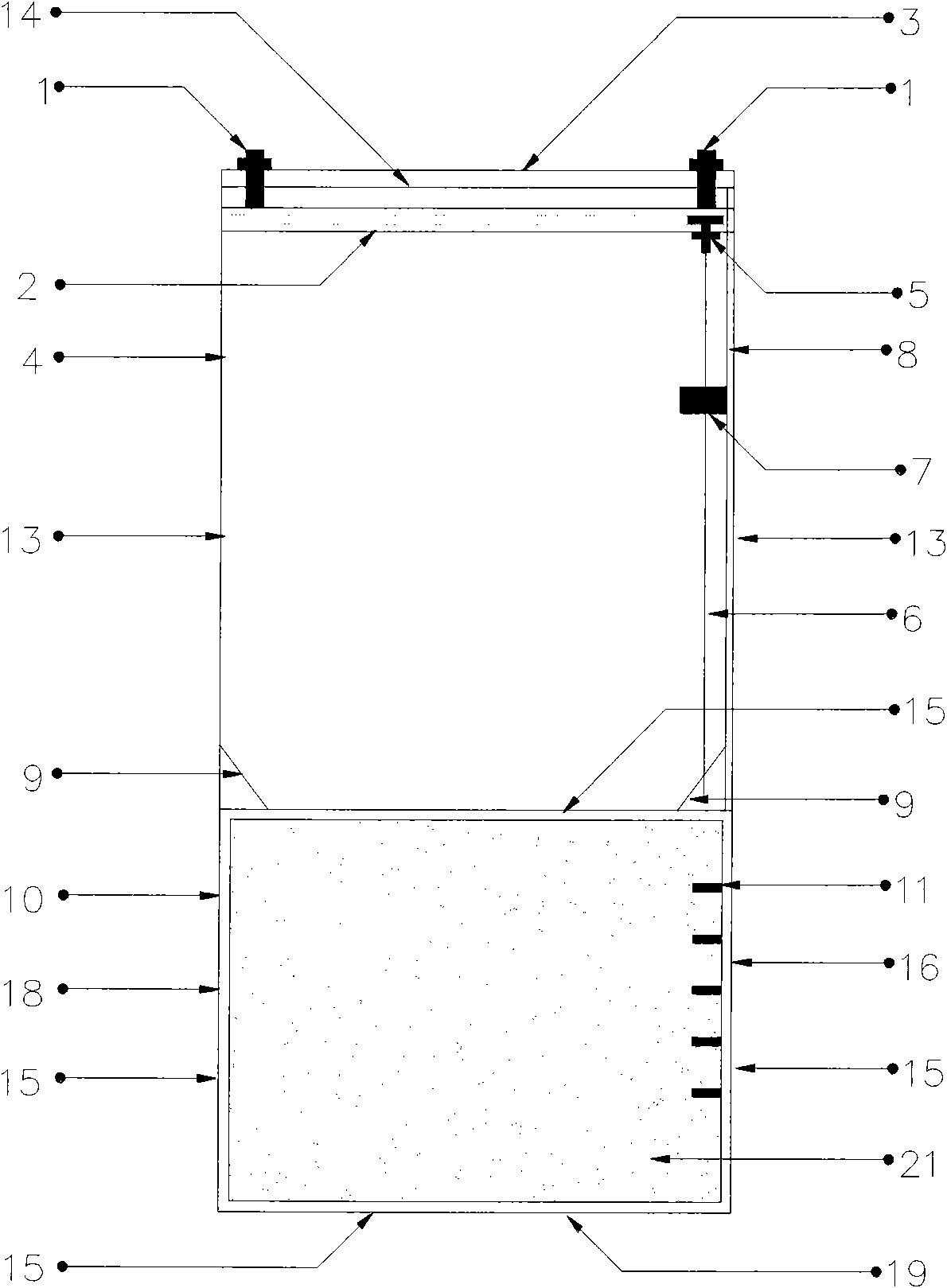 Semi-module test box for dynamic compaction reinforced foundation model test