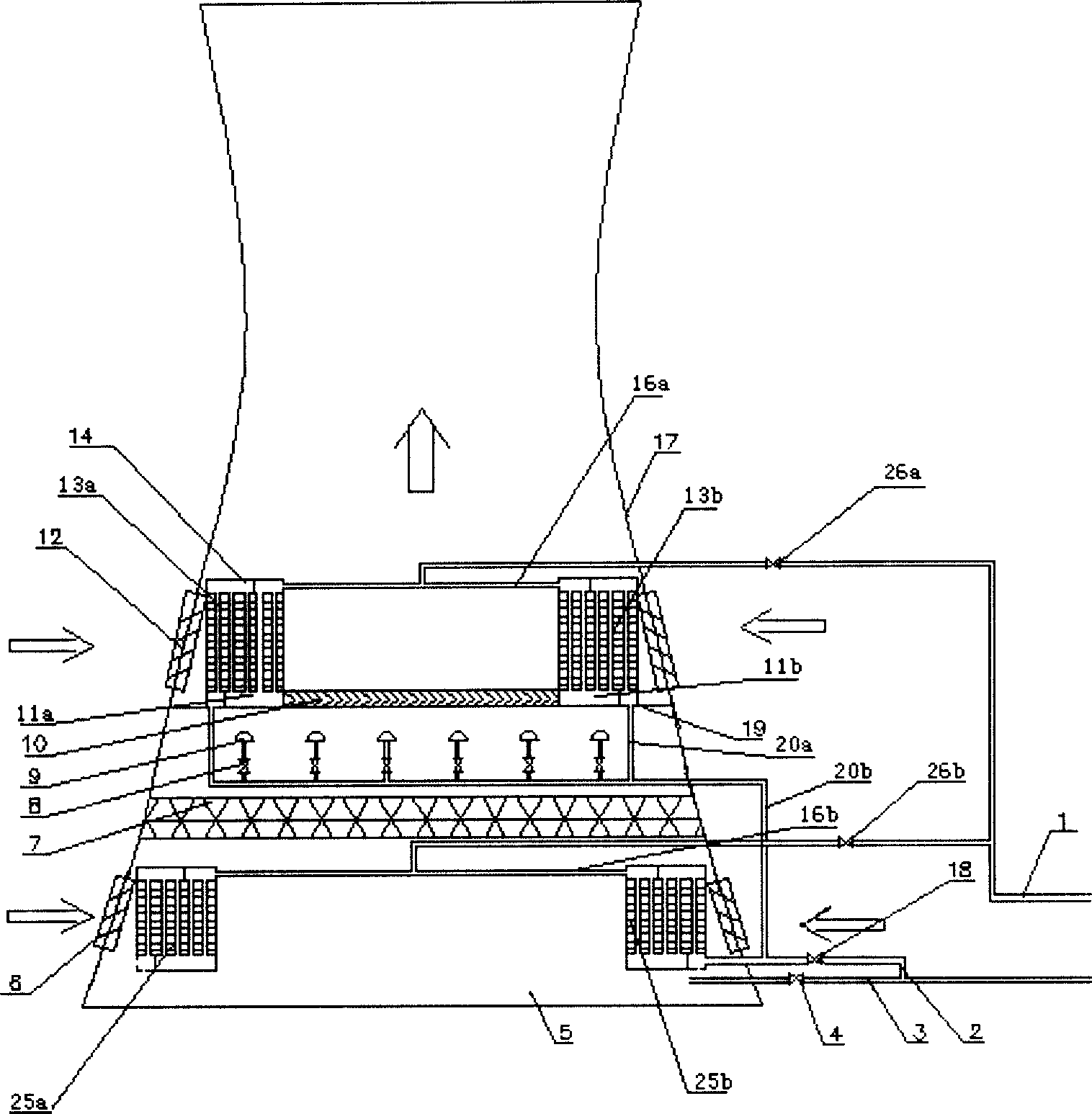 Antifreezing and fogging water-saving cooling tower