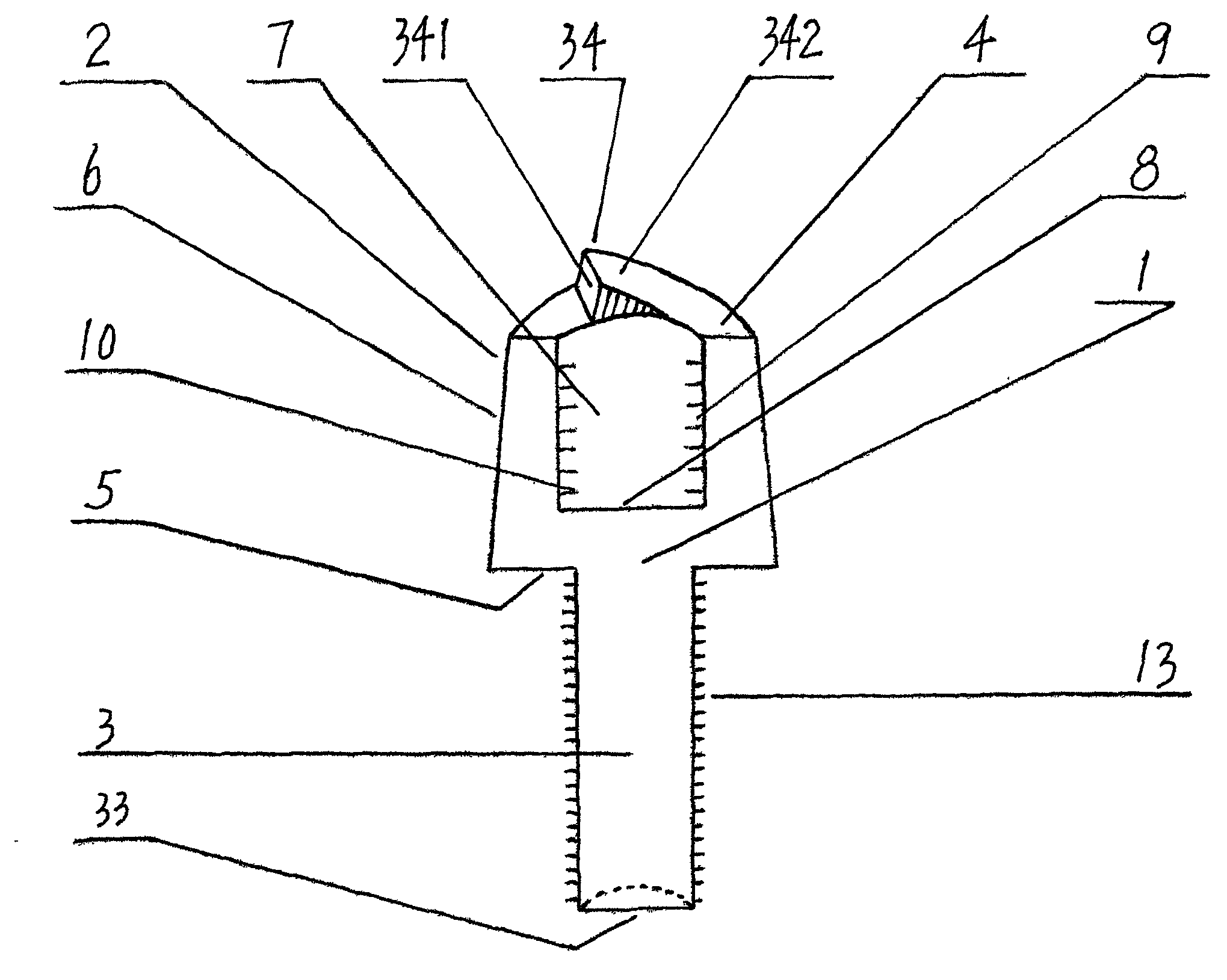 Anti-theft screw with concave-convex surface on screw hole top in heat treatment stiffening screw top