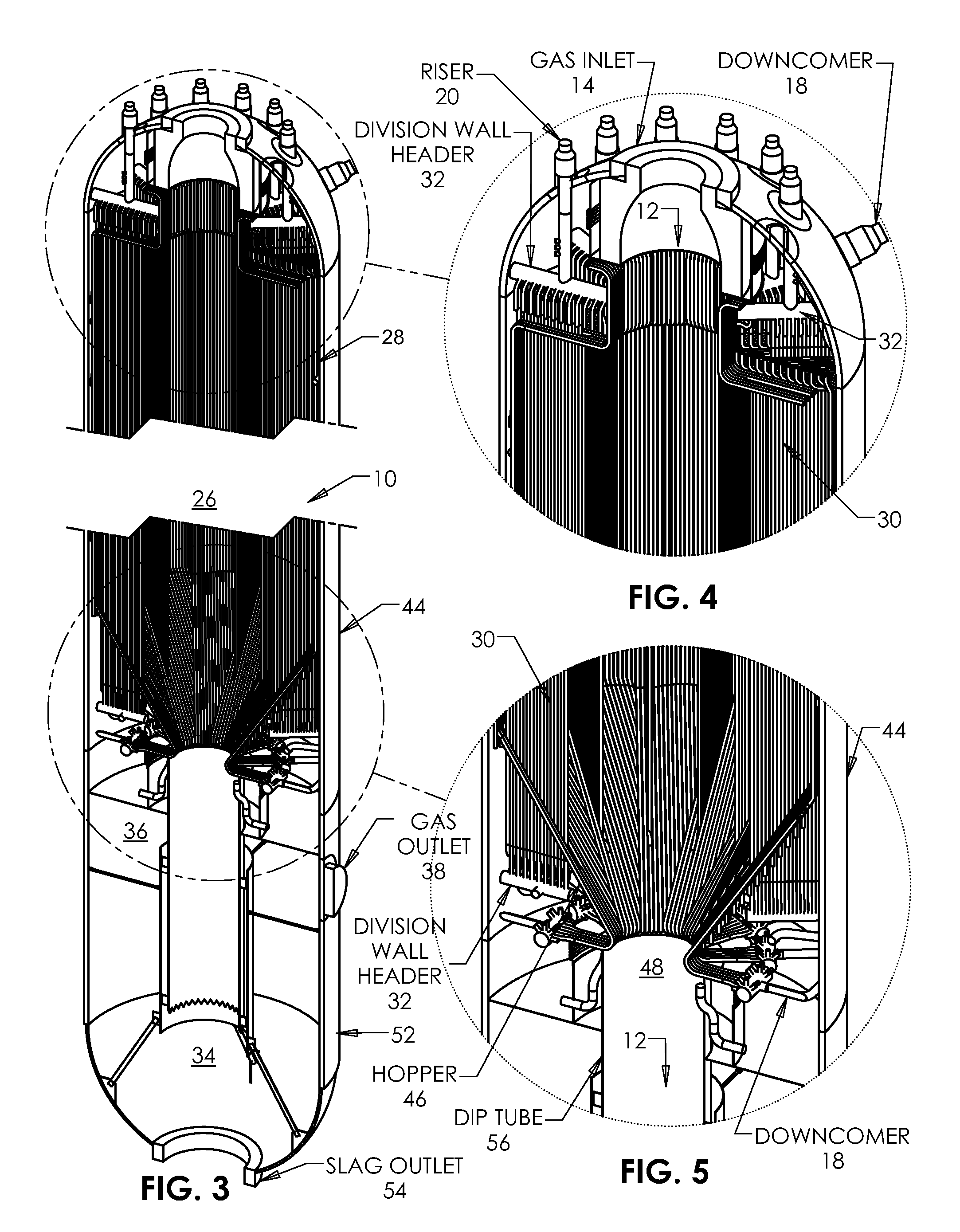 Compact radial platen arrangement for radiant syngas cooler