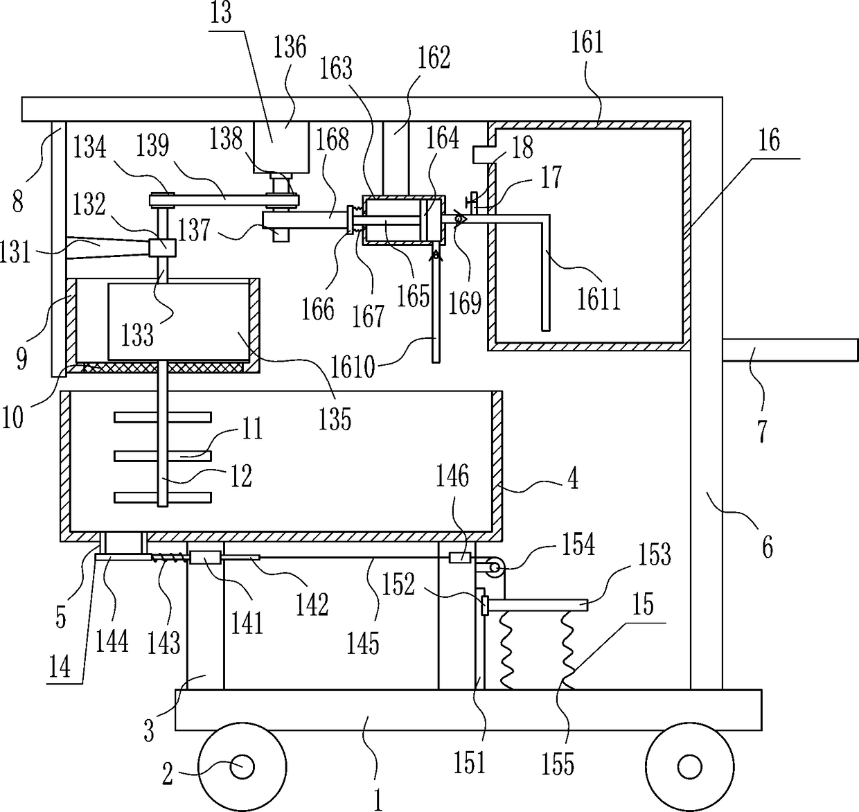 Concrete stirring equipment for road construction